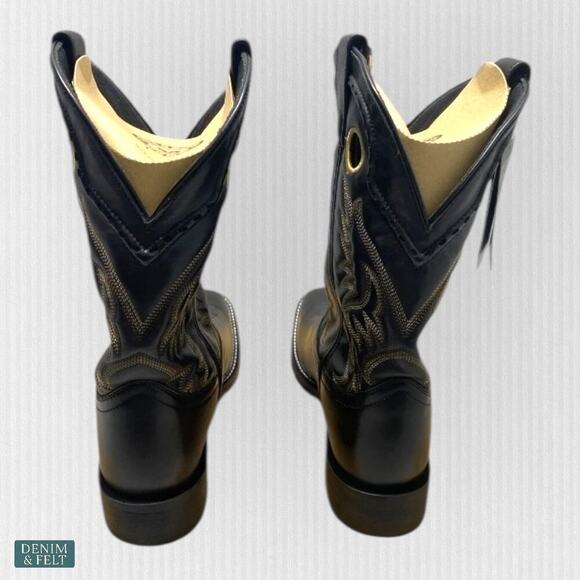 Laredo Kane Black Leather Square Toe‎ Cowboy Boots Men’s 9.5 EW NEW/NIB!! main image 6